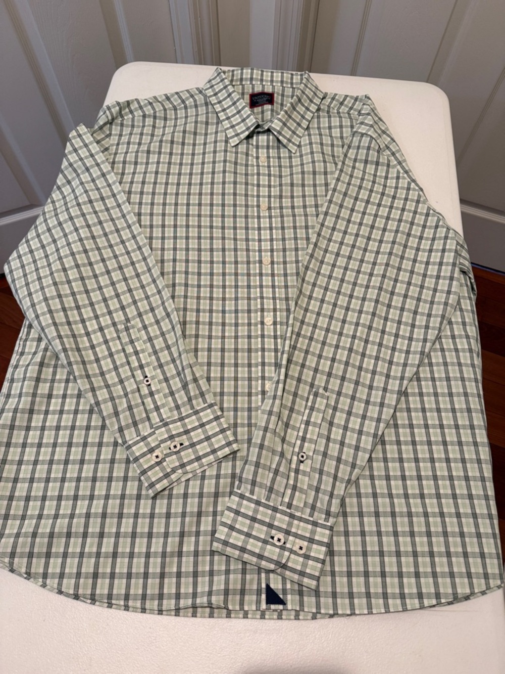 UNTUCKit Men Durif Green Checkered Wrinkle Excellent Condition Spring Cotton 3XL